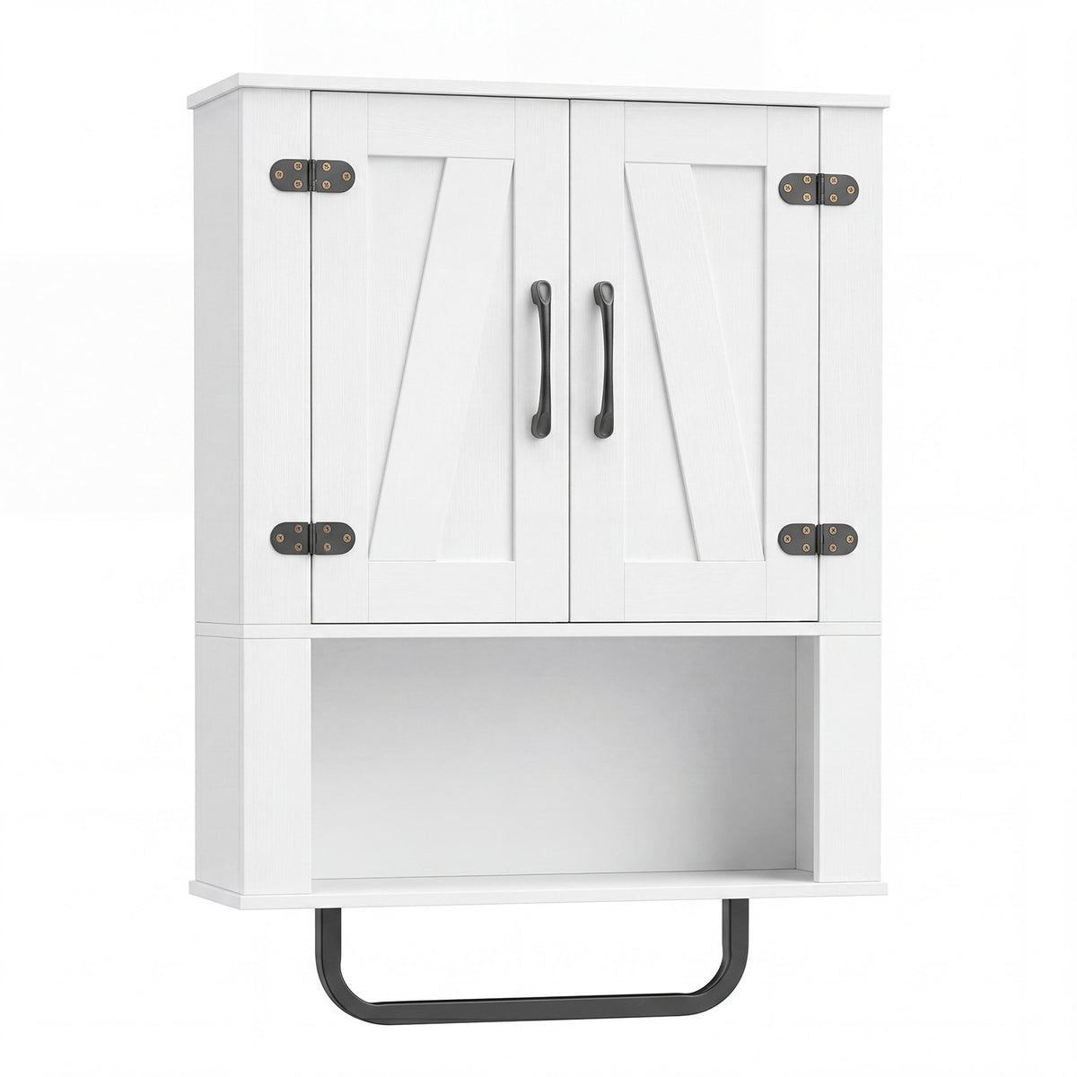 Bathroom Wall Cabinet Farmhouse Wall Mounted Organizer with 2 Barn Doors-White