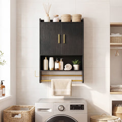 The wall cabinet installed above a washing machine in a laundry room setting