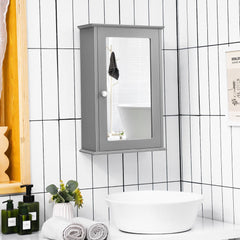 Bathroom Medicine Cabinet with Mirror and Adjustable Shelf in Grey