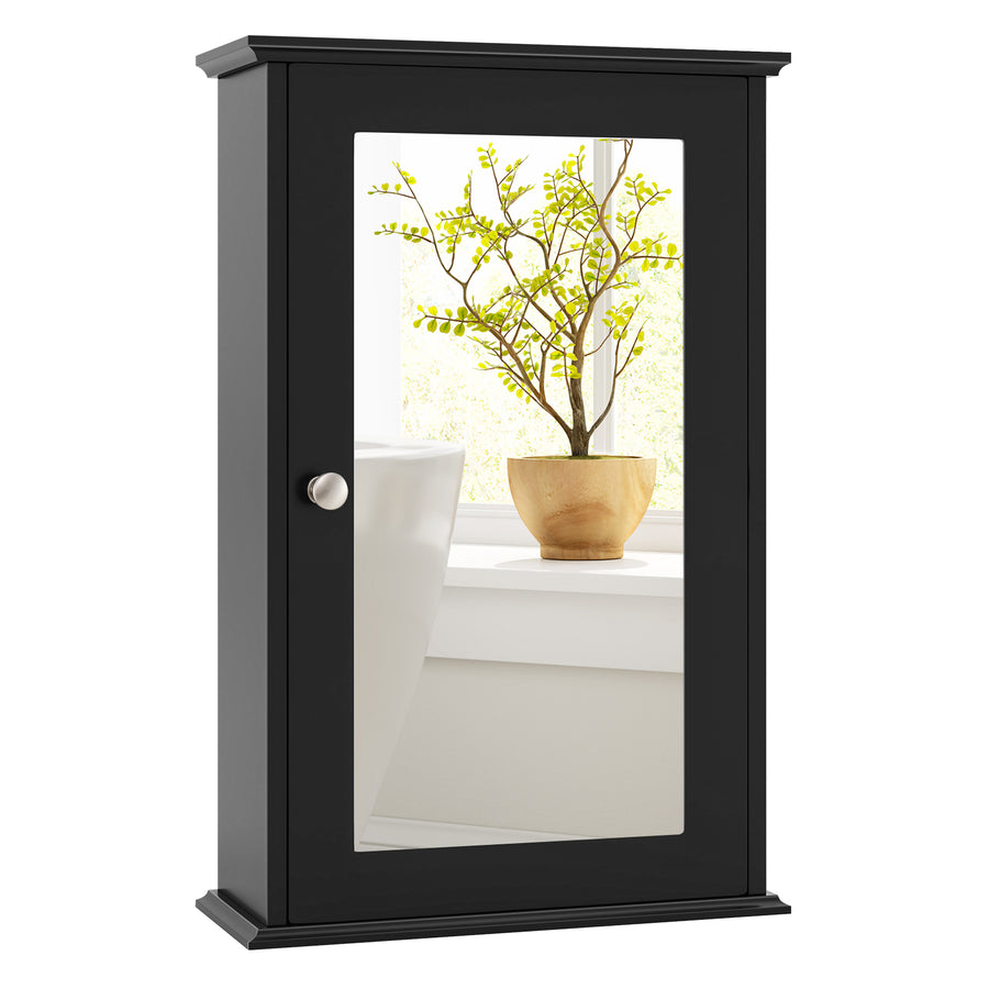Bathroom Medicine Cabinet with Mirror and Adjustable Shelf-Black