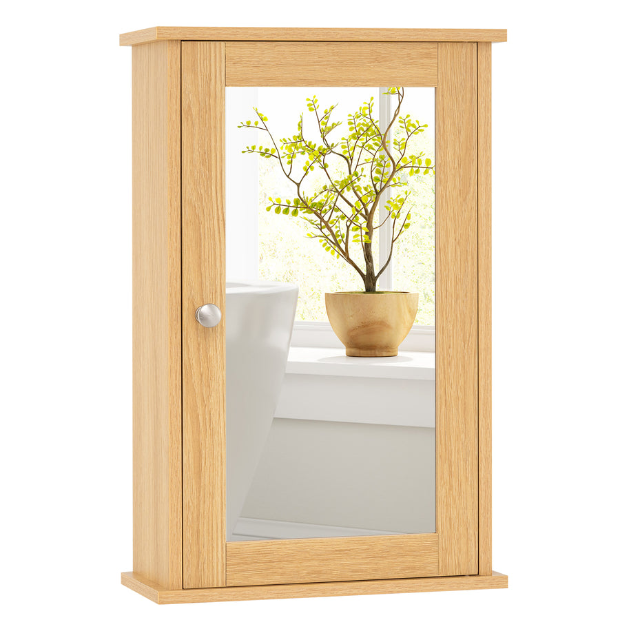 Bathroom Medicine Cabinet with Mirror and Adjustable Shelf-Natural