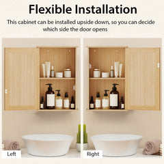 Diagram showing flexible installation options for the bathroom cabinet