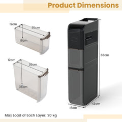 4-Tier Bathroom Storage Cabinet with 2 Drawers and Tissue Box-Black