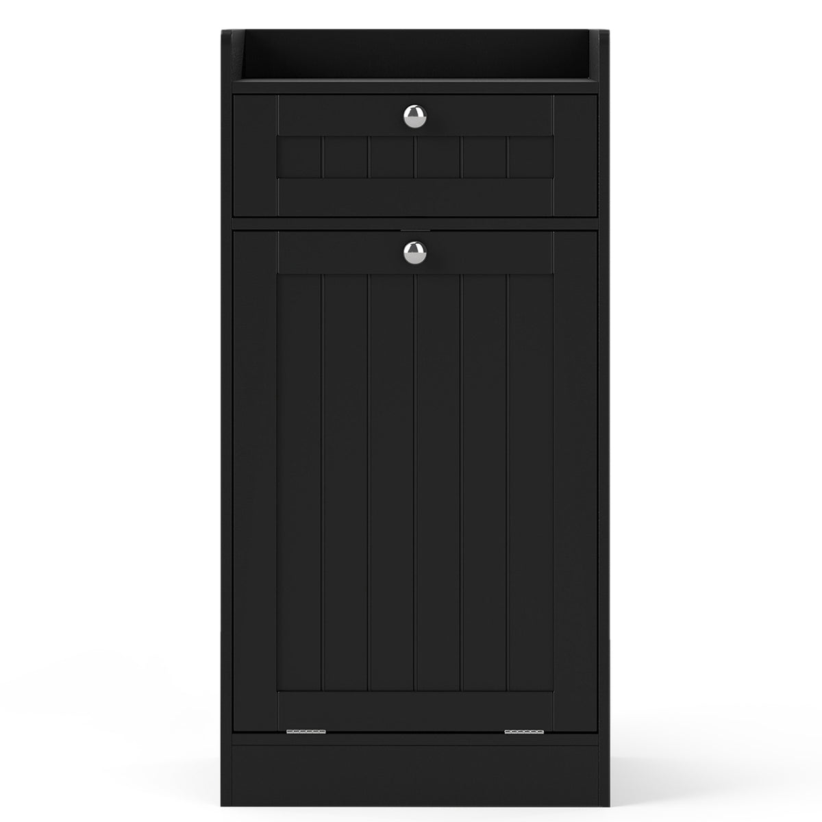 Bathroom Storage Cabinet with Drawer and Removable Hamper-Black