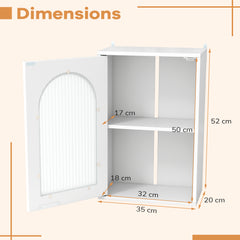 Bathroom Wall Cabinet with Tempered Glass Door and Adjustable Shelf-White