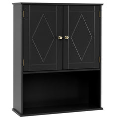 Bathroom Wall Cabinet with Open Shelf and Adjustable Shelf-Black