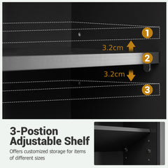 Bathroom Wall Cabinet with Open Shelf and Adjustable Shelf-Black