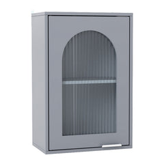 Bathroom Wall Cabinet with Tempered Glass Door and Adjustable Shelf-Grey