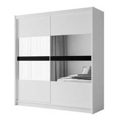 White Mirrored Sliding Door Wardrobe 203cm – DERBY