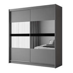 Graphite Mirrored Sliding Door Wardrobe 203cm – DERBY