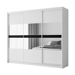 White Mirrored Sliding Door Wardrobe 250cm – DERBY