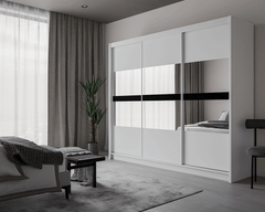 White Mirrored Sliding Door Wardrobe 250cm – DERBY
