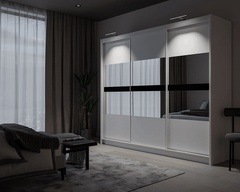 White Mirrored Sliding Door Wardrobe 250cm – DERBY