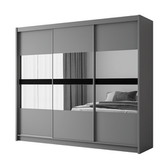Graphite Mirrored Sliding Door Wardrobe 250cm – DERBY
