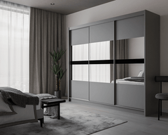 Graphite Mirrored Sliding Door Wardrobe 250cm – DERBY
