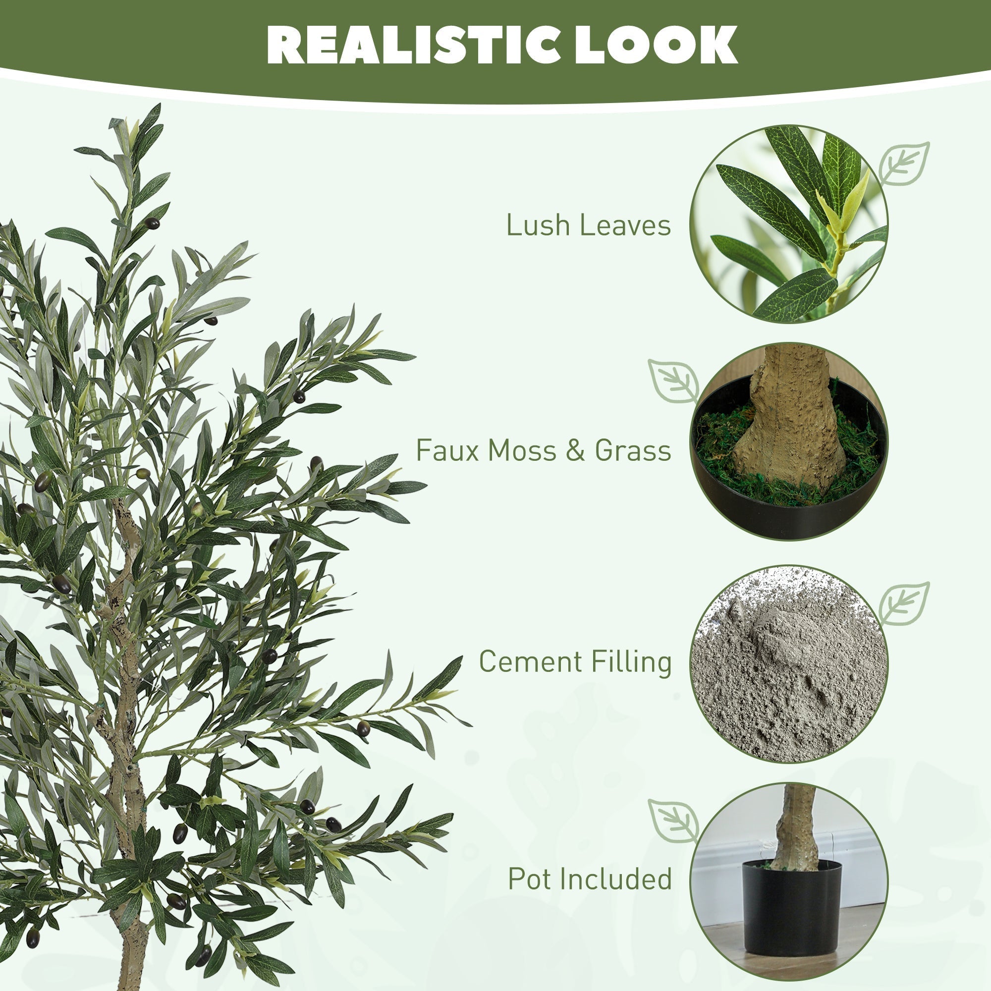 HOMCOM Set of Two Silk Leaf Artificial Olive Trees