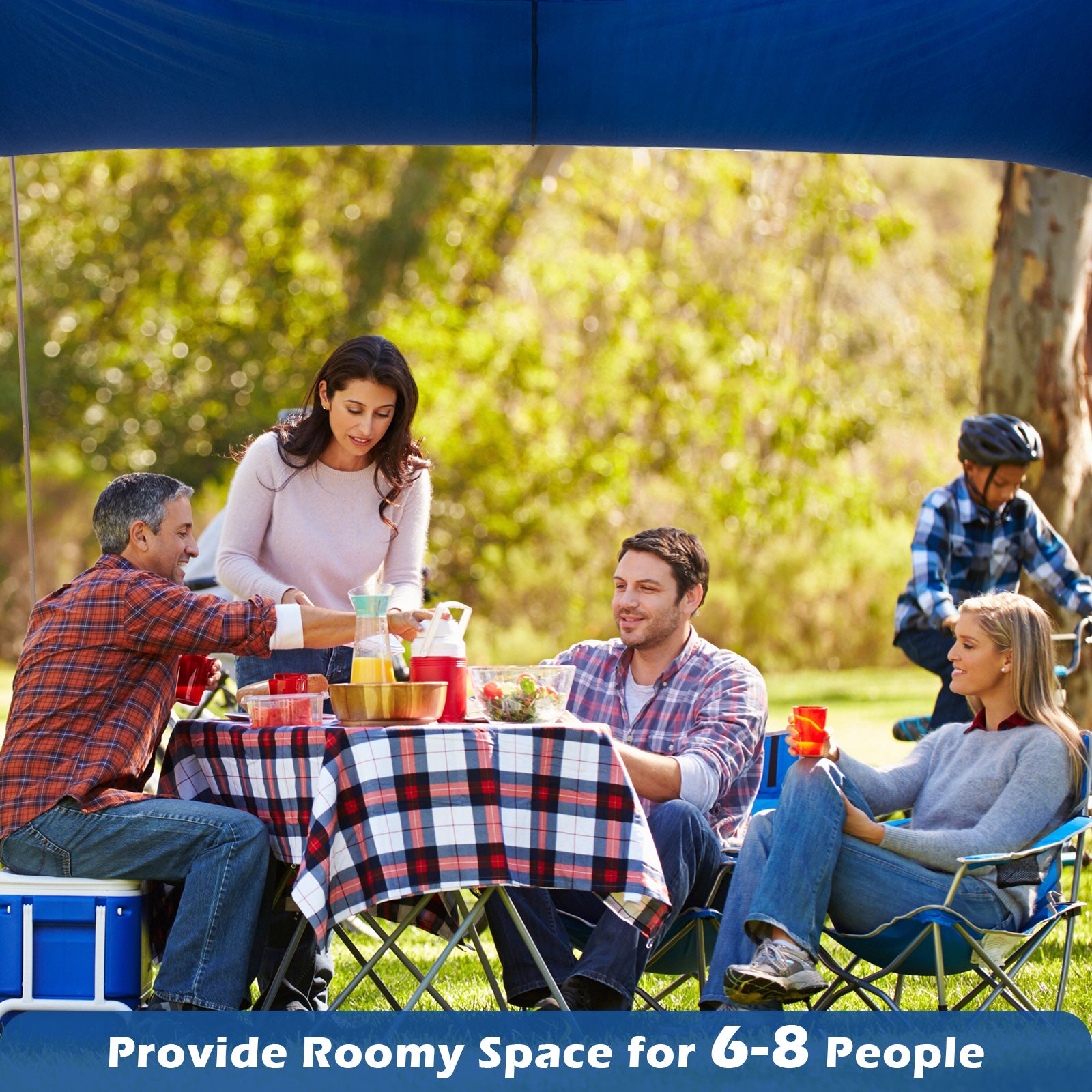 Beach Canopy Shields 300 x 300 cm Beach Tent Sun Shelter Fit 6-8 People-Blue