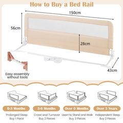 150CM Foldable Baby Bed Rail Guard in Beige, image 5