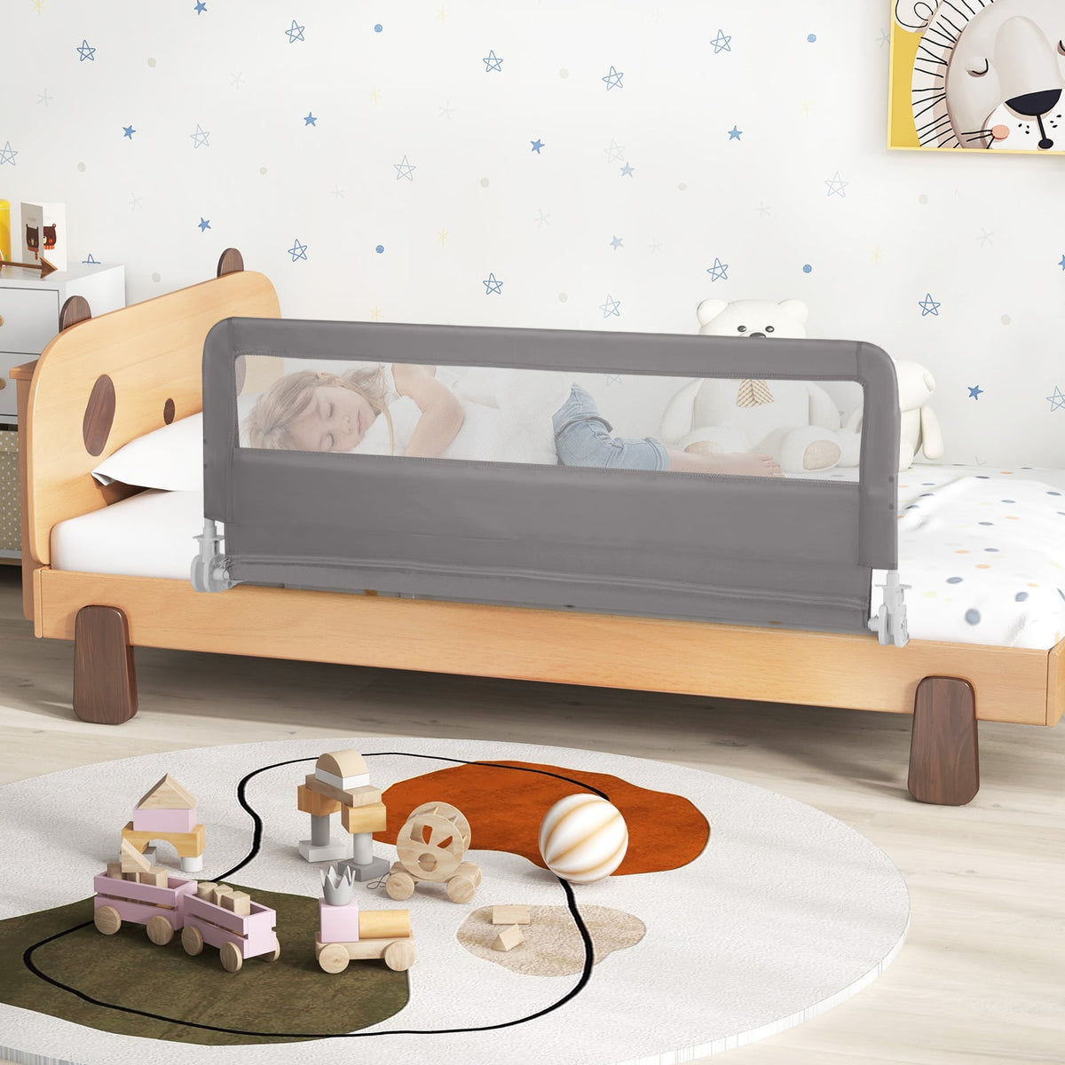 150CM Foldable Baby Bed Rail Guard in Grey, image 2