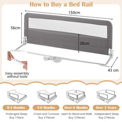 150CM Foldable Baby Bed Rail Guard in Grey, image 5