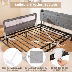 150CM Foldable Baby Bed Rail Guard in Grey, image 7