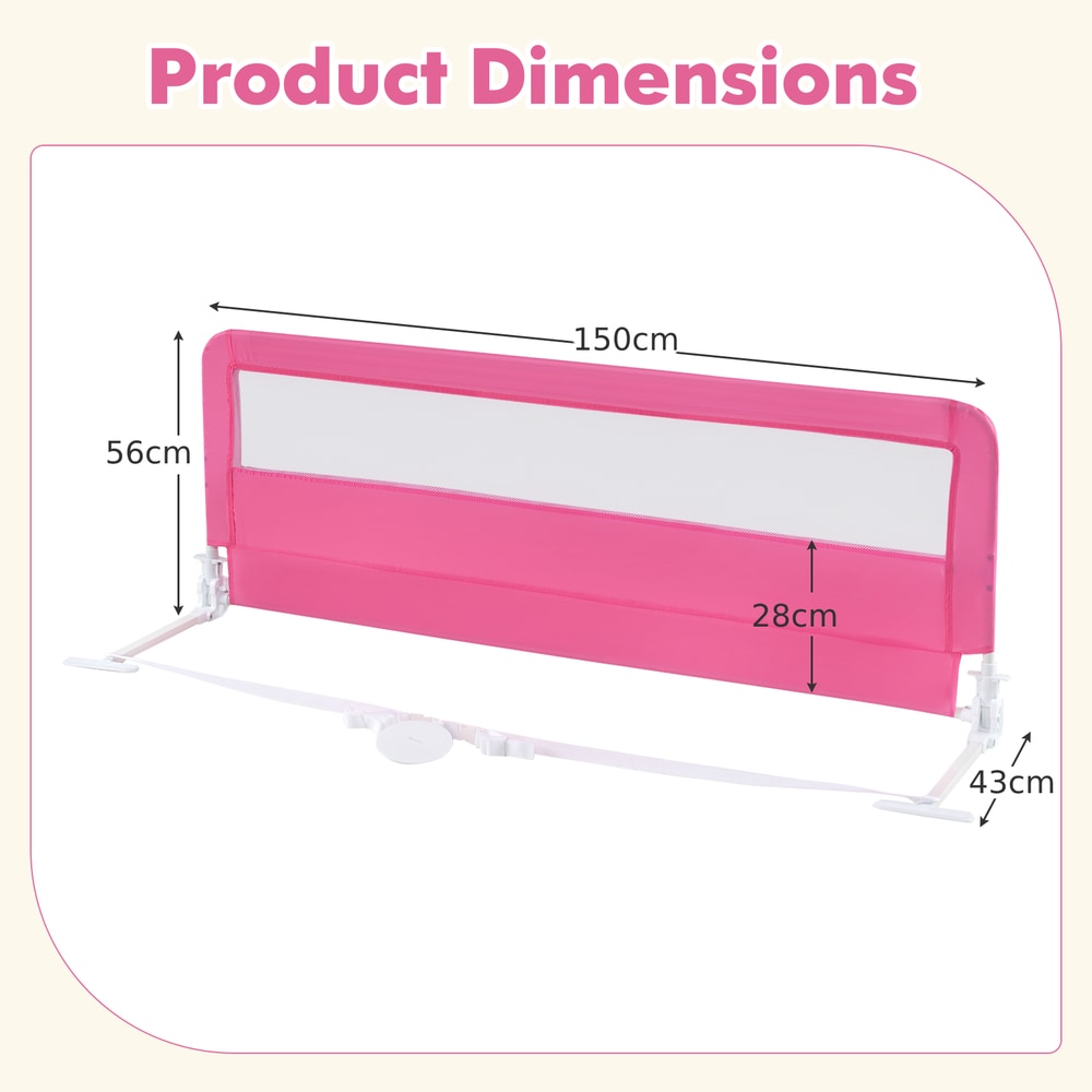 150CM Foldable Baby Bed Rail Guard in Pink