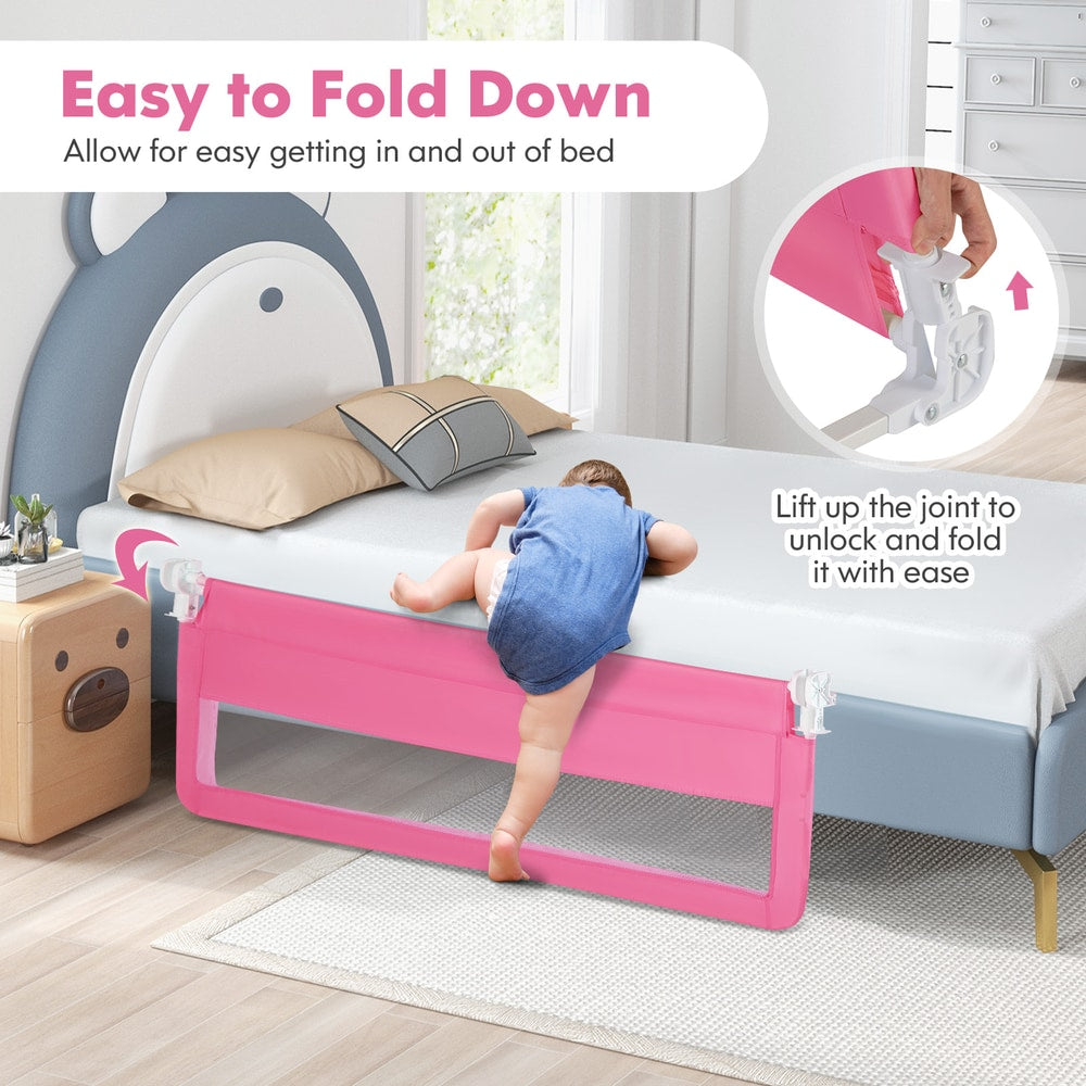 150CM Foldable Baby Bed Rail Guard in Pink
