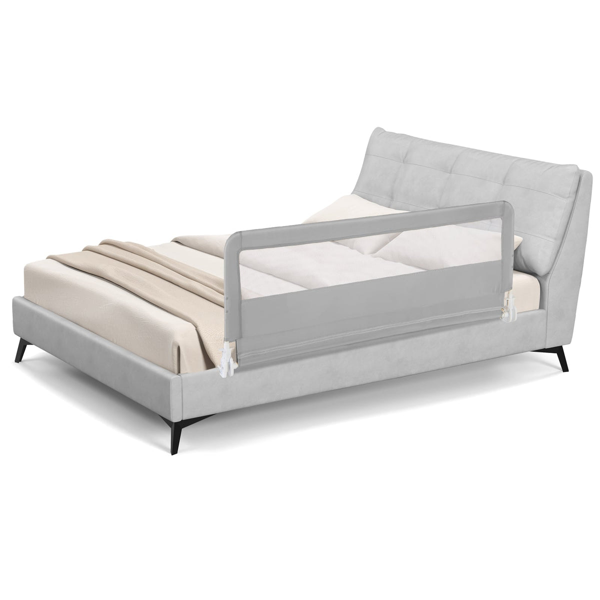 150CM Foldable Baby Bed Rail Guard in Silver, image 4
