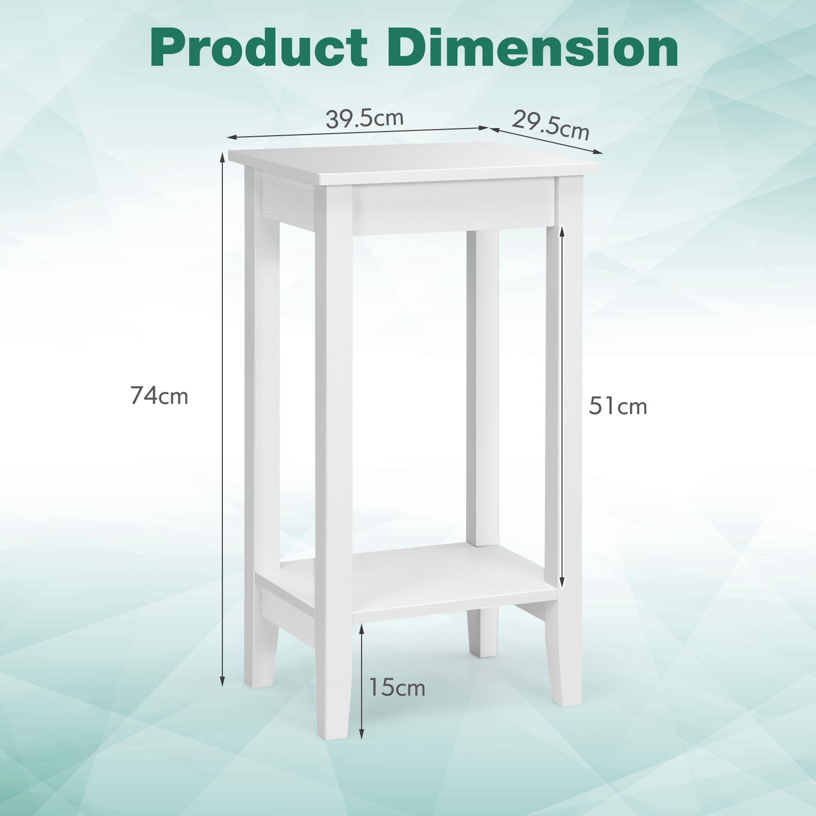 Bedside Tables Sofa End Table with 2 Storage Shelves-White