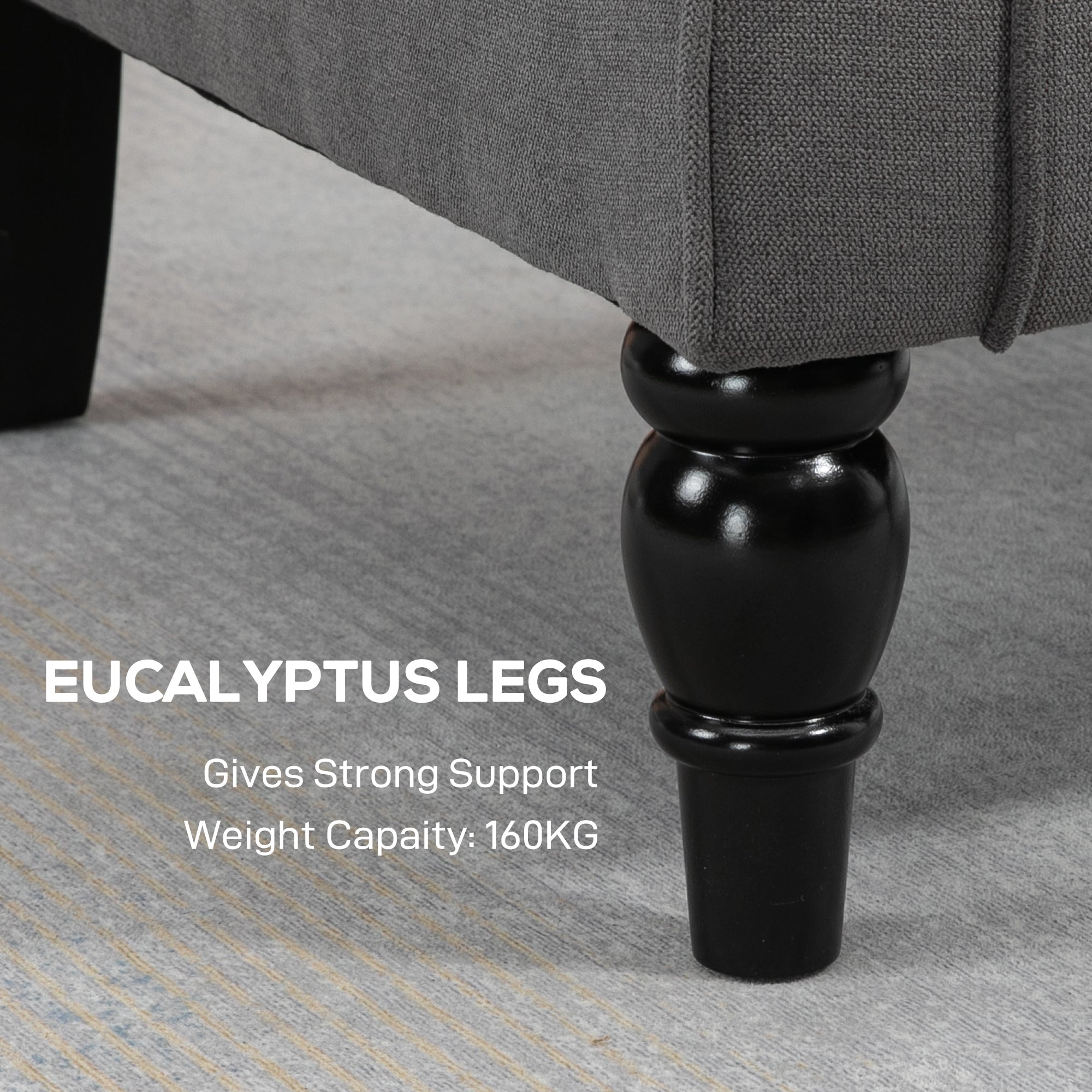 HOMCOM Retro Accent Chair, Linen Wingback Armchair with Wood Frame Button Tufted Design for Living Room Bedroom, Dark Grey