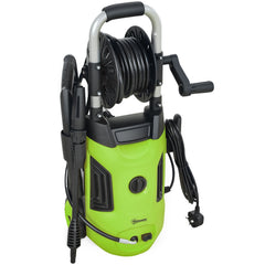 Outsunny 1800W High Pressure Washer, 150 Bar Pressure, 420 L/h Flow, Portable Power Washer Jet Wash Cleaner with Adjustable Nozzle, 6M Hose, Hose Reel, Steel Handle for Home Patio Car Driveway, Green
