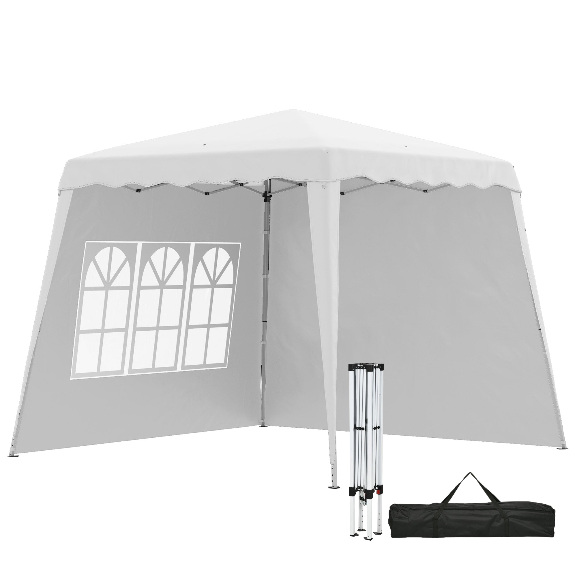 Outsunny 2.4 x 2.4m Two Wall Pop Up Gazebo - White