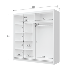 KINGSTON 203cm Sliding Door Wardrobe Oak Canyon + White + Mirror