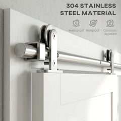 HOMCOM Sliding Door Hardware Kit Heavy Duty 304 Stainless Steel 152 cm Wide Door Silver Tone - product image 4