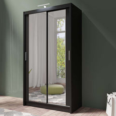 Black Full Mirrored Sliding Door Wardrobe 120cm – ALDRIDGE