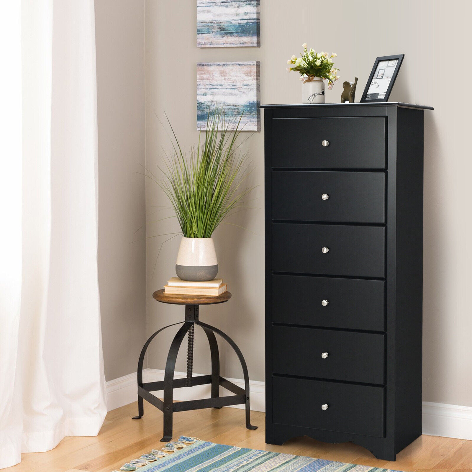 6-Drawer Freestanding Dresser Cabinet-Black