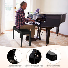 2-in-1 Padded Piano Bench with Storage Space-Black
