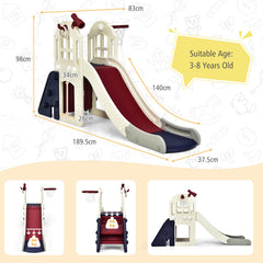 6-In-1 Toddler Climber Slide Playset-Blue