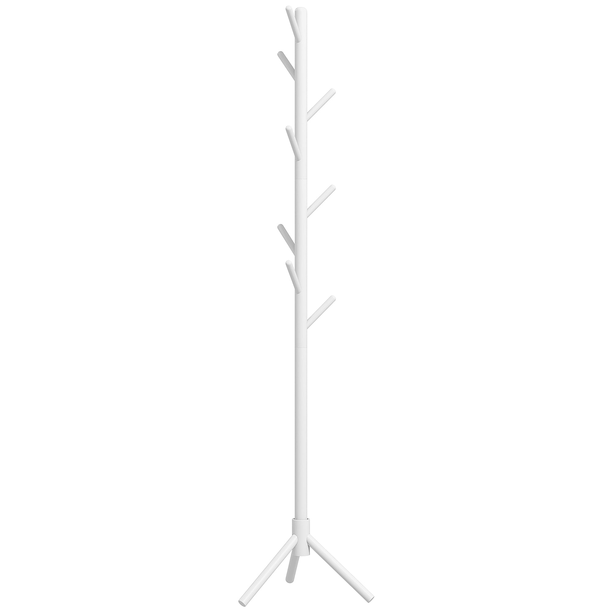 HOMCOM Eight-Hook Wooden Coat Rack - White
