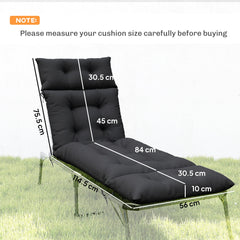 Outsunny Set of Two 190 x 56cm Sun Lounger Cushions - Black