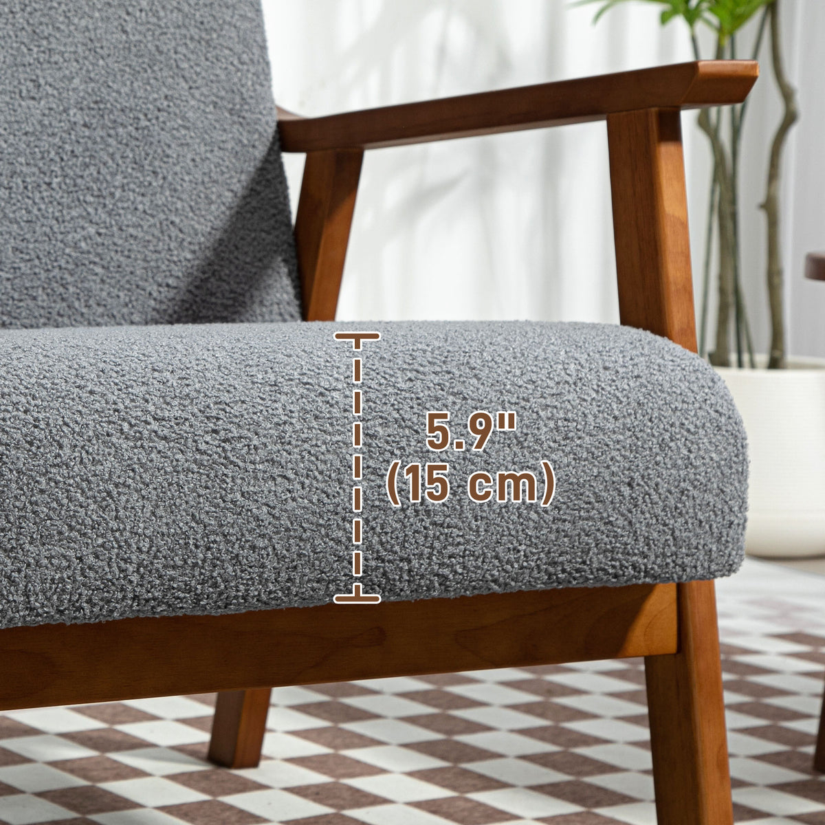 HOMCOM Armchair with Wide Seat in Grey, image 8