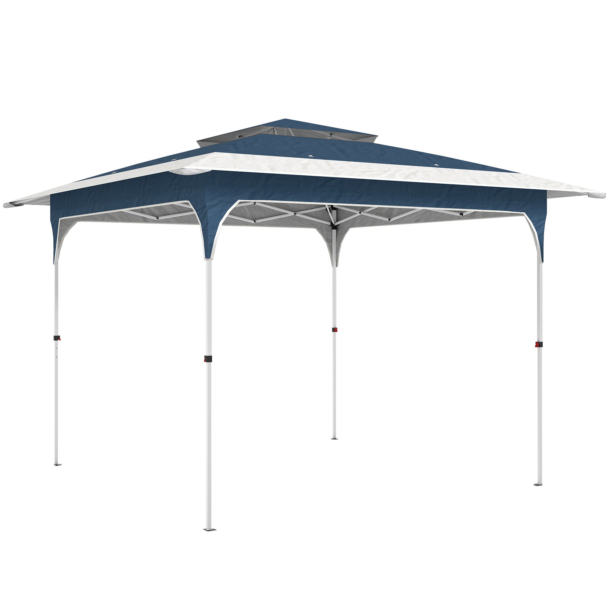 Outsunny 3.5 x 3.5 m Pop Up Gazebo with One-Push Setup, UPF50+ Double Tier Garden Party Tent Marquee with Carry Bag, Blue