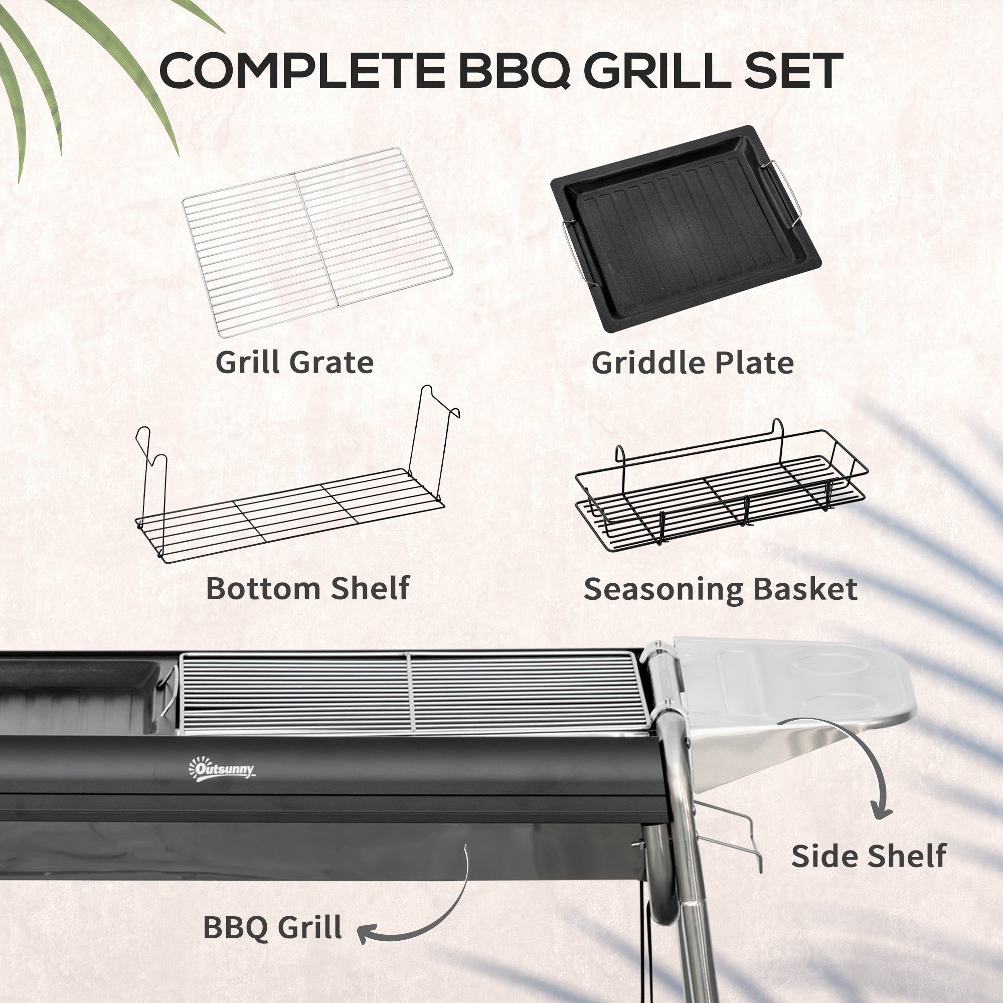 Outsunny Charcoal BBQ Grill - Black