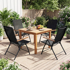 Breathable Fabric Folding Patio Chairs Set of 4-Black