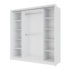 White Mirrored Folding Sliding Door Wardrobe 209cm – DUNHAM