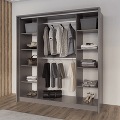 Grey Mirrored Folding Sliding Door Wardrobe 209cm – DUNHAM