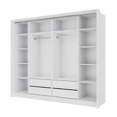 White Mirrored Folding Sliding Door Wardrobe 255cm – DUNHAM