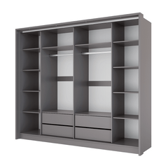 Grey Mirrored Folding Sliding Door Wardrobe 255cm – DUNHAM