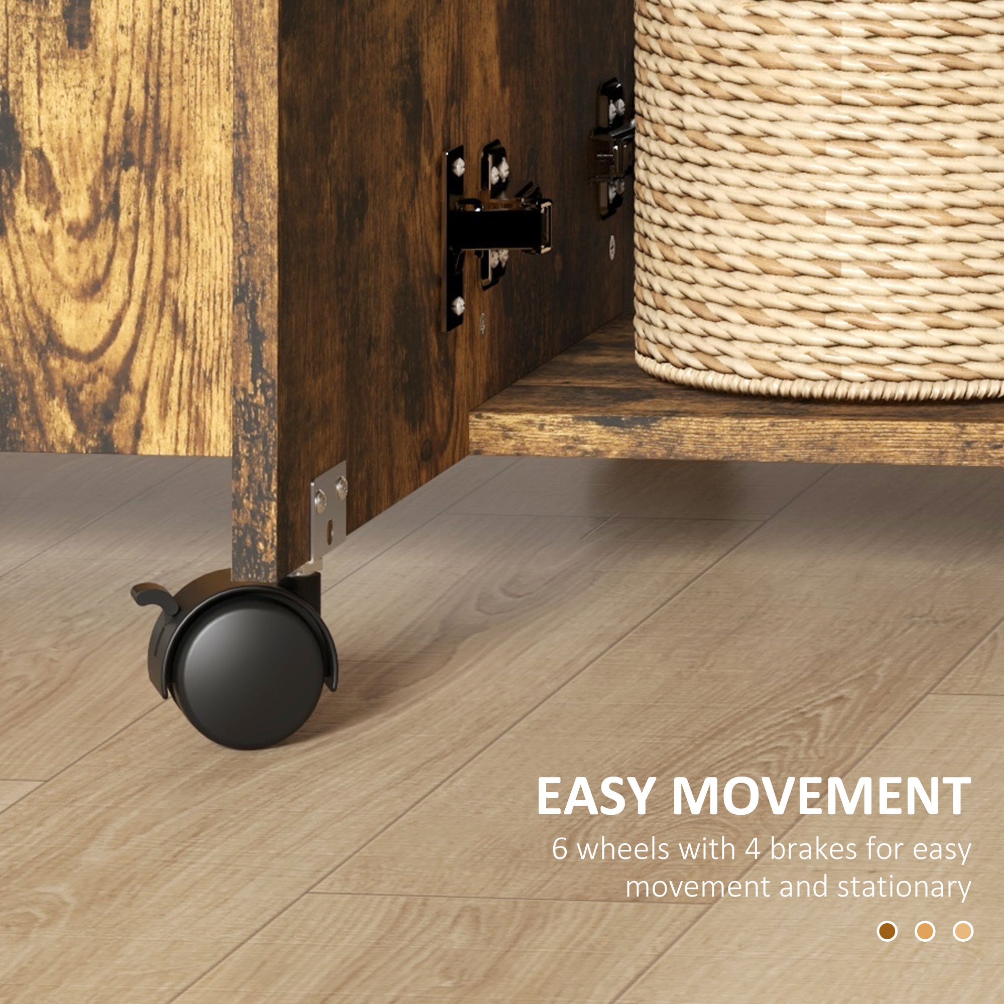 HOMCOM Multi-Storage Six-Person Drop Leaf Dining Table - Rustic Brown