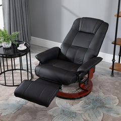 HOMCOM Reclining Swivel Chair, with Footrest - Black